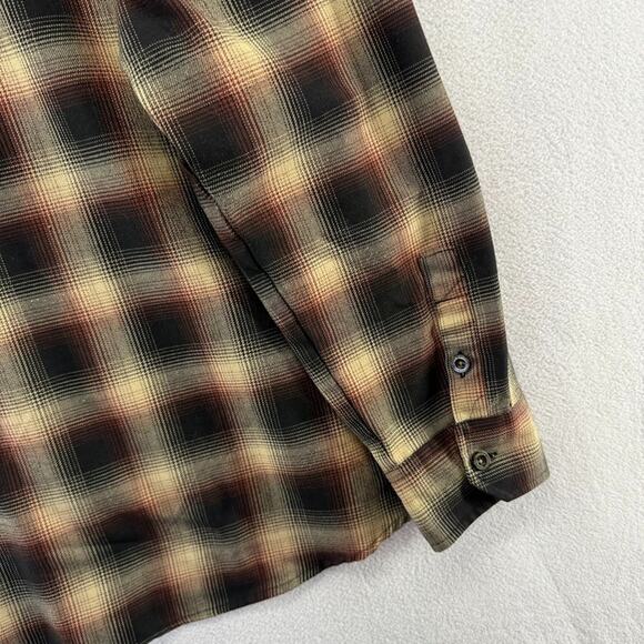 Dixxon Flannel Shirt Men's XL Brown Black Buffalo Check Plaid Moreno Pearl Snap - Picture 9 of 12